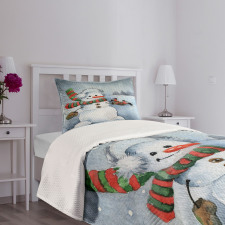 Watercolor Xmas Winter Bedspread Set