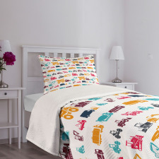 Colorful Trucks Bedspread Set