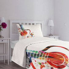 Polygonal Design Music Bedspread Set