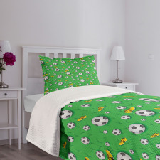 Shoes Balls on Grass Bedspread Set