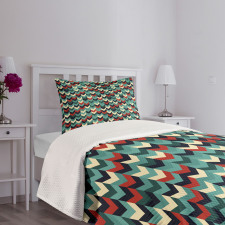 Chevron Herringbone Retro Bedspread Set