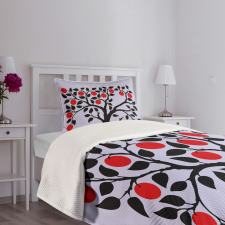 Black Tree Ripe Fruit Art Bedspread Set