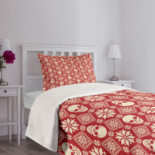 Needlework Skull Motif Bedspread Set