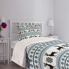 Zigzag Reindeer and Snow Bedspread Set