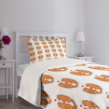 Animal Couple Love Theme Bedspread Set