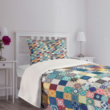 Ornate Patchwork Motif Bedspread Set
