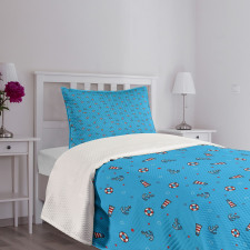 Polka Dots Marine Bedspread Set