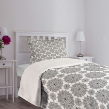 Monochrome Floral Ethnic Bedspread Set