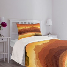 Abstract Mountains Sunset Bedspread Set