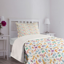 Astronomy Themed Motifs Bedspread Set