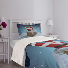 Santa Stuck in Chimney Bedspread Set