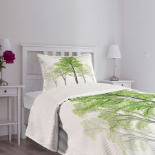 Hand Drawn Nature Motif Bedspread Set