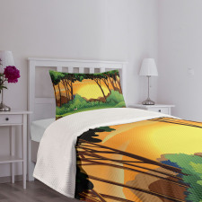 Cartoon Sunset Hills Bedspread Set