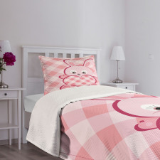 Diamond Shape Bunny Heart Bedspread Set