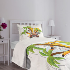 Zebra Toucan Lion Elephant Bedspread Set