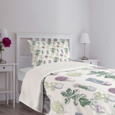 Native Mexican Plants Bedspread Set