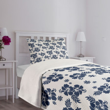 Monochrome Flower Art Bedspread Set