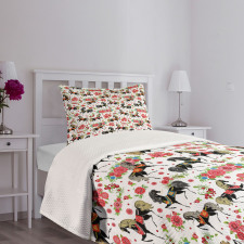 Abstract Floral Stallion Bedspread Set
