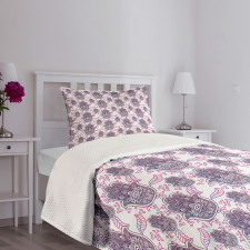 Ombre Leaves Circles Bedspread Set