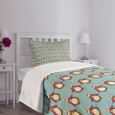 Funny Arctic Penguins Bedspread Set