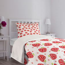 Curved and Dotted Fruit Bedspread Set