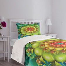 Colorful Floral Spiral Bedspread Set
