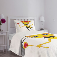 Cartoon Style Bee Bedspread Set