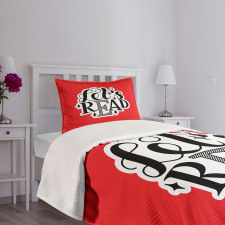 Motivational Phrase on Red Bedspread Set