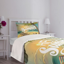 Chair Under Palm Trees Bedspread Set