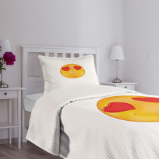 Cartoon Smiley Face Heart Bedspread Set