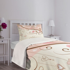 2 Birds Romance Motif Bedspread Set