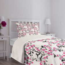 Sakura Tree Bird Bedspread Set