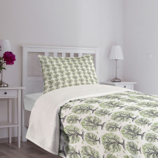 Swirled Lines Botanical Bedspread Set