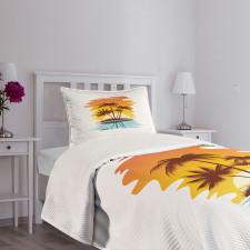 Exotic Palm Trees Sunset Bedspread Set