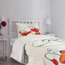 Striped Florets Bedspread Set