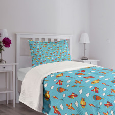 Air Transportation Kites Bedspread Set