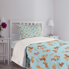 Playful Golden Puppy Bedspread Set