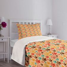 Colorful Paw Print Bedspread Set