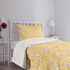 Yellow Roses Blooming Bedspread Set