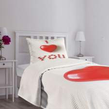 3D Heart Letters Bedspread Set