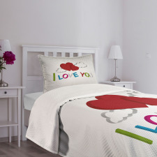 Letters Clouds Heart Bedspread Set