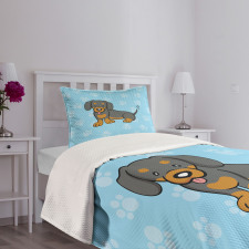 Happy Puppy Cartoon Bedspread Set