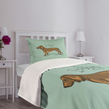 Detailed Puppy Design Bedspread Set