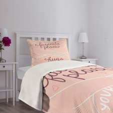 Typography with Soft Color Bedspread Set