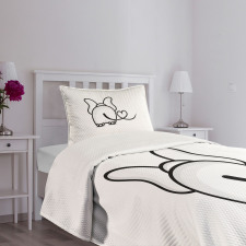 Love Theme Doodle Style Bedspread Set