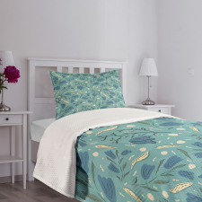 Aquarelle Floral Motif Bedspread Set