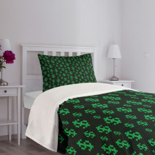 Pixel Art Dollar Pattern Bedspread Set