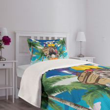 Puppy Tropic Island Bedspread Set