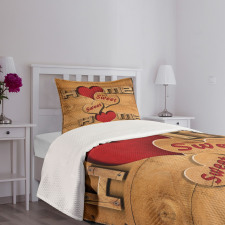 Hearts Words Bedspread Set