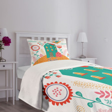 Birds Flowers Bedspread Set